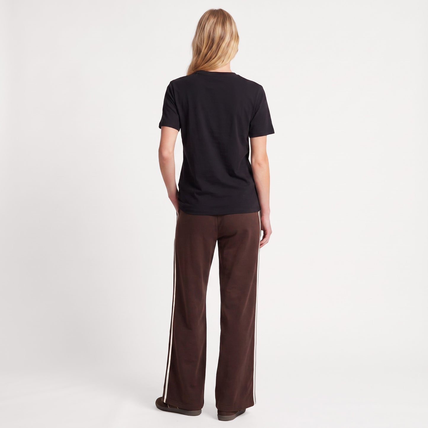 Pantalon large Taille élastiquée Bandes contrastées sur les côtés
