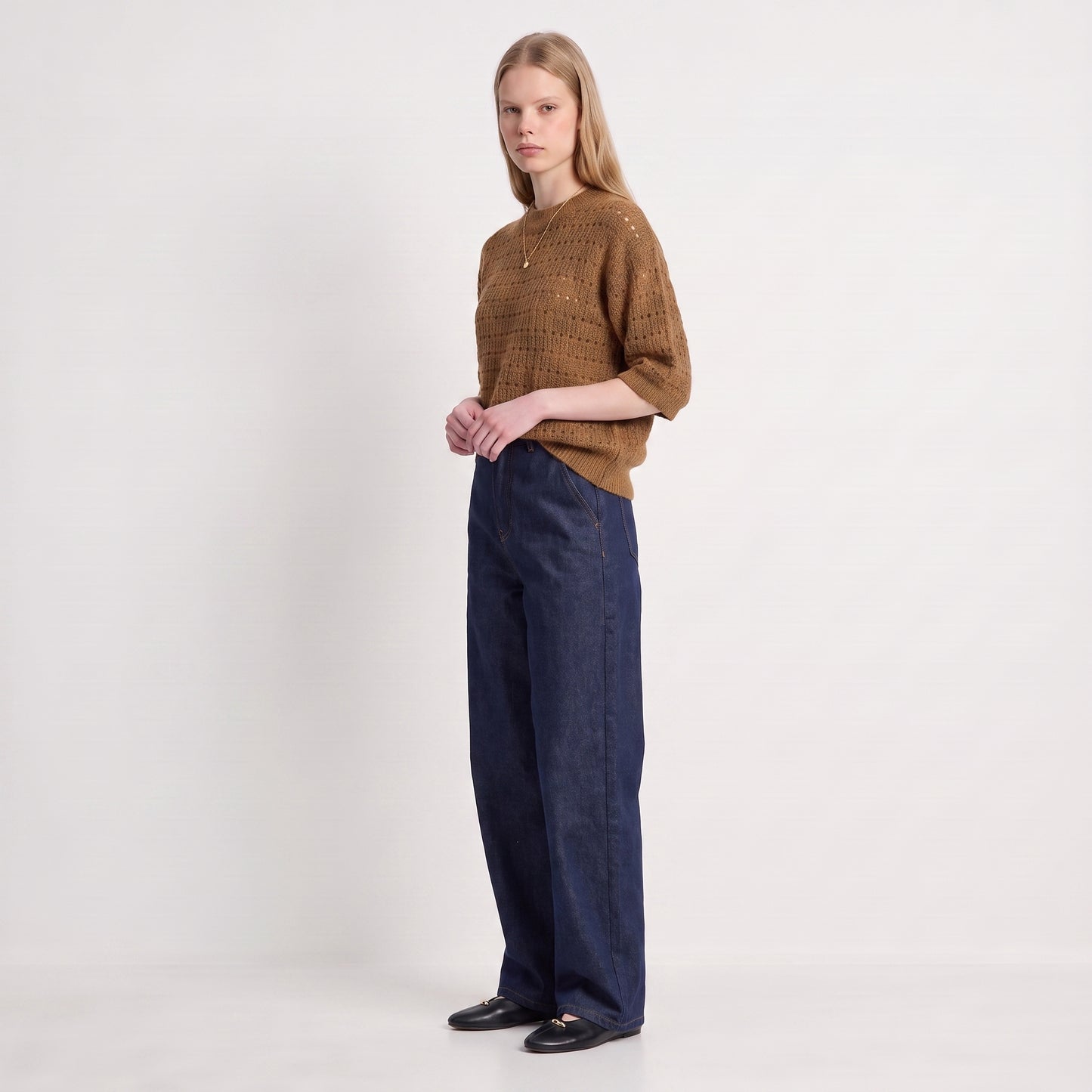 Pull en maille ajourée Col rond