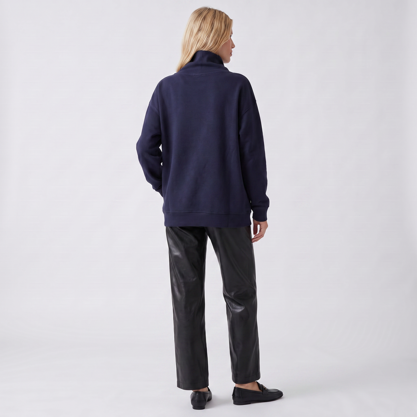 Pull oversize Col montant Manches longues Coupe ample Intérieur doux et confortable