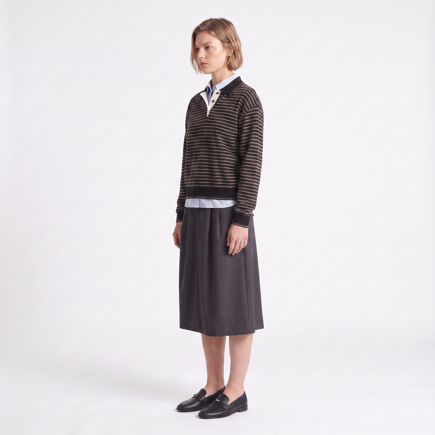 Sweat Col polo en coton Patte de boutonnage