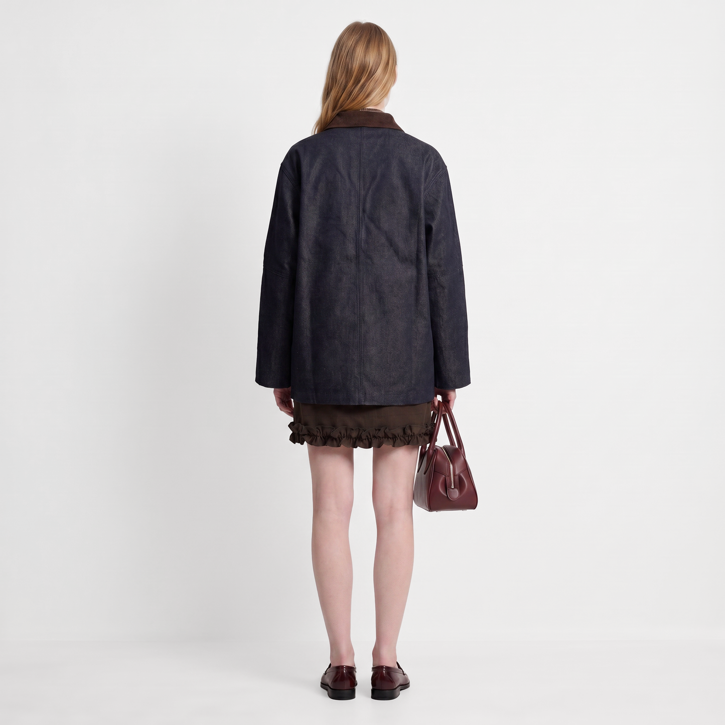 Veste courte workwear Col contrasté Fermeture pressionnée