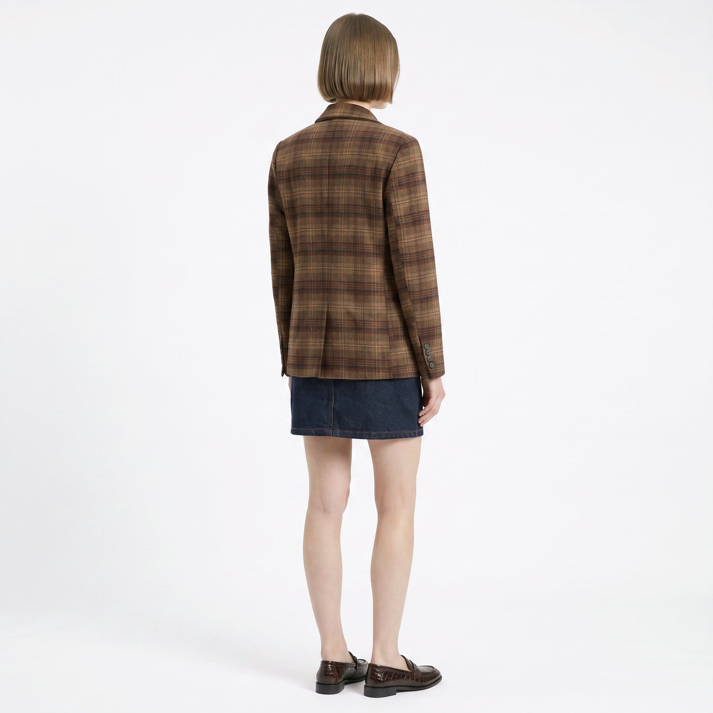 Veste à carreaux col tailleur