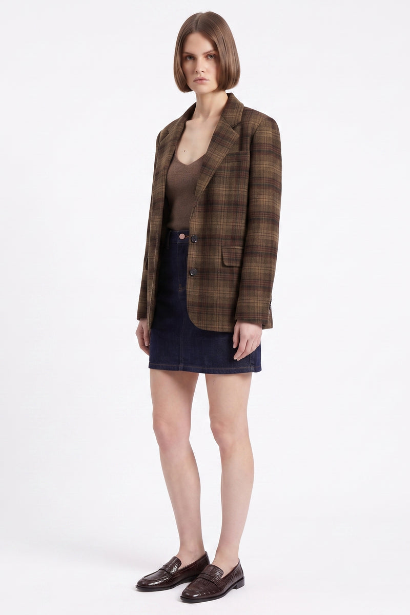 Veste à carreaux col tailleur