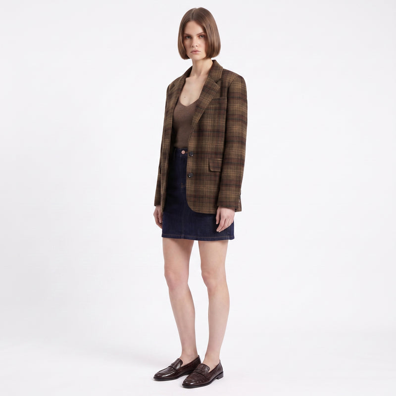 Veste à carreaux col tailleur