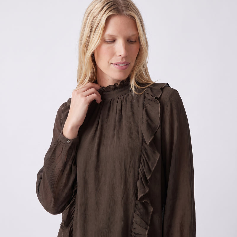 Blouse fluide Col montant avec volants