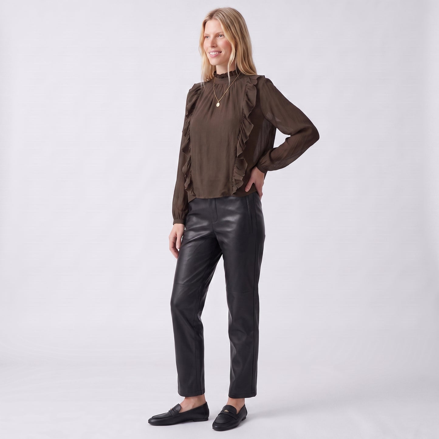 Blouse fluide Col montant avec volants