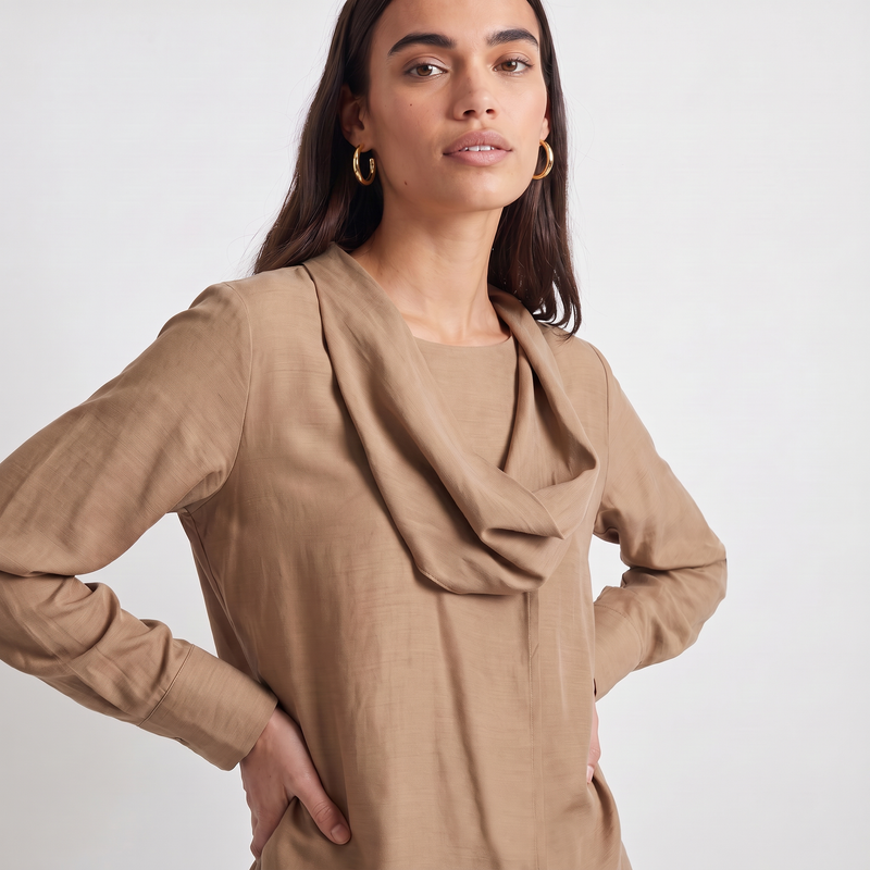 Blouse fluide Col drapé Coupe ample et féminine