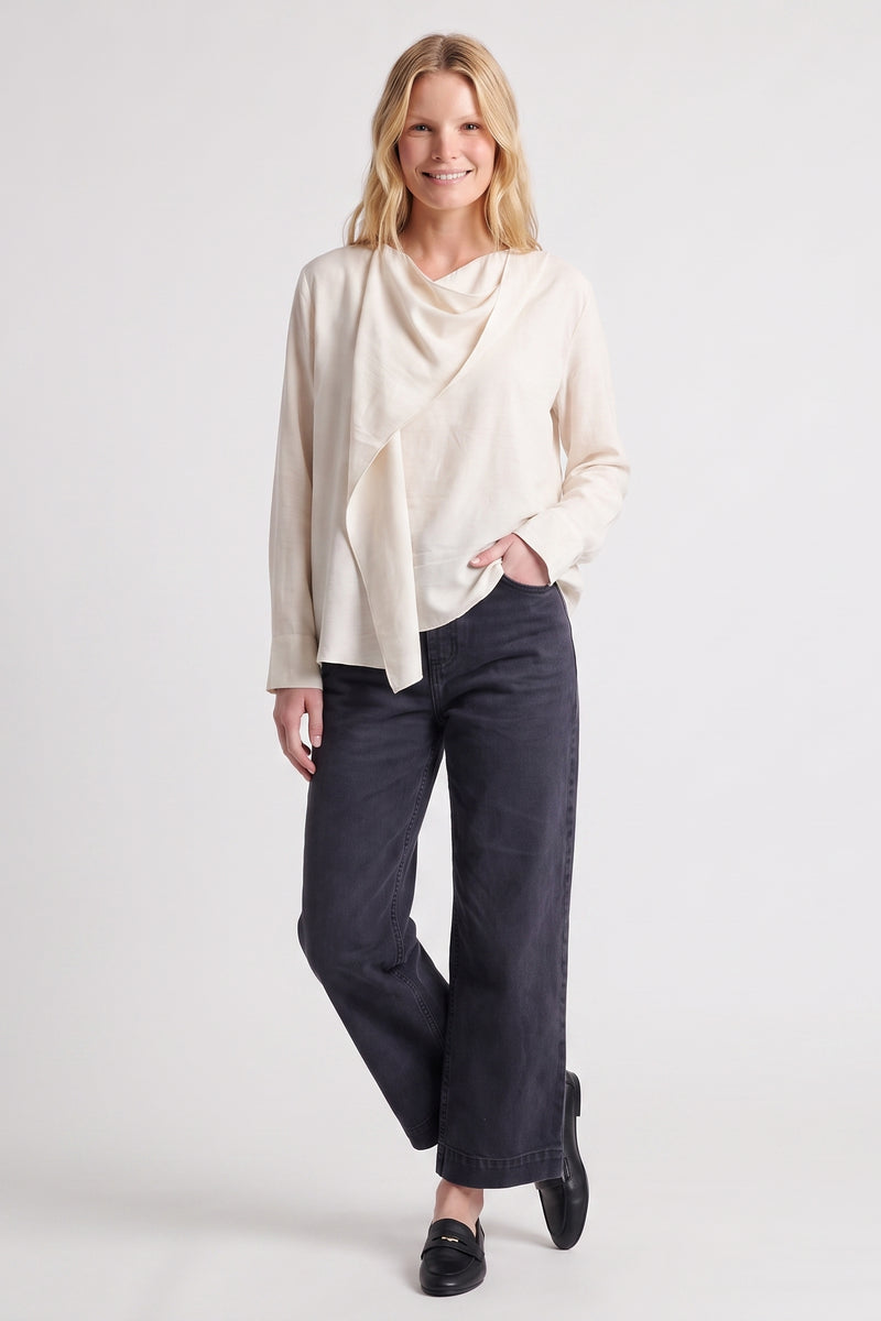 Blouse fluide Col drapé Coupe ample et féminine