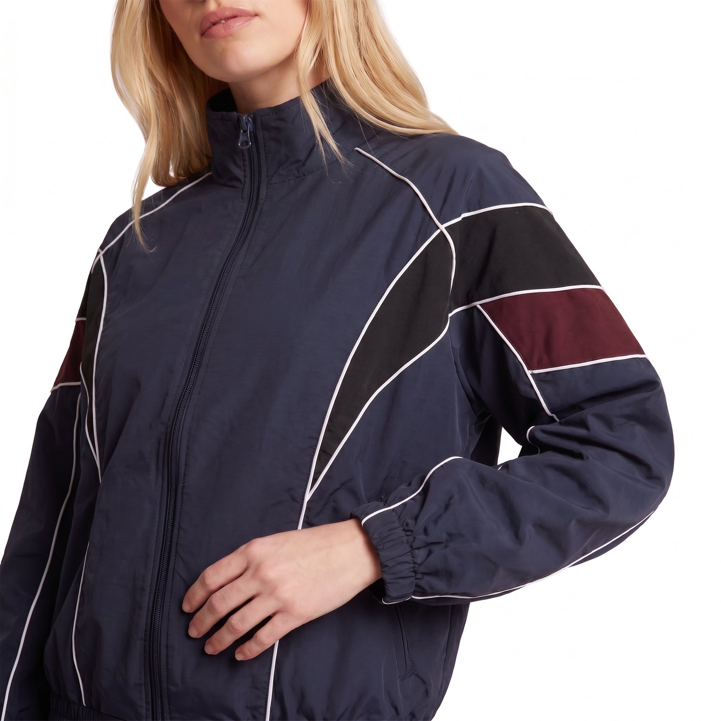 Blouson zippé esprit sport-chic Col montant Détails contrastés