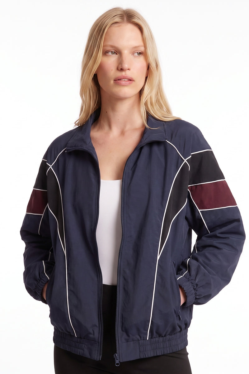 Blouson zippé esprit sport-chic Col montant Détails contrastés