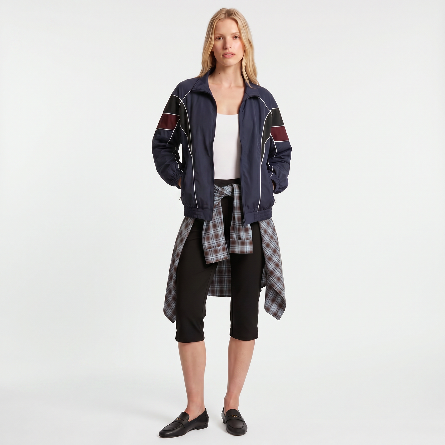 Blouson zippé esprit sport-chic Col montant Détails contrastés
