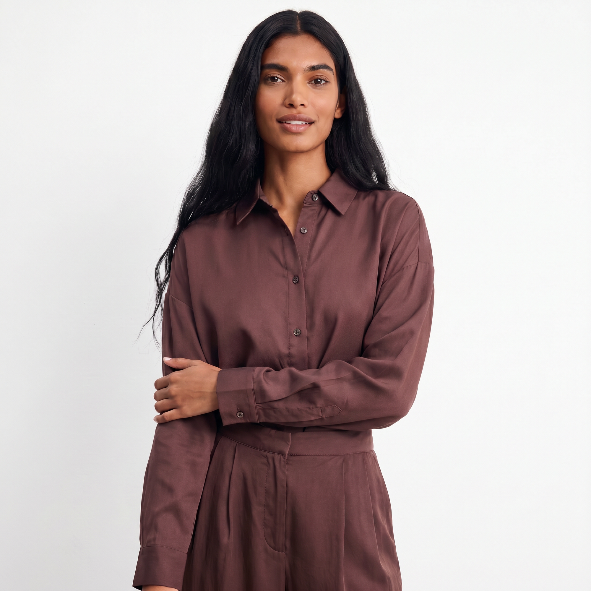 Chemise fluide satinée Coupe ample et élégante