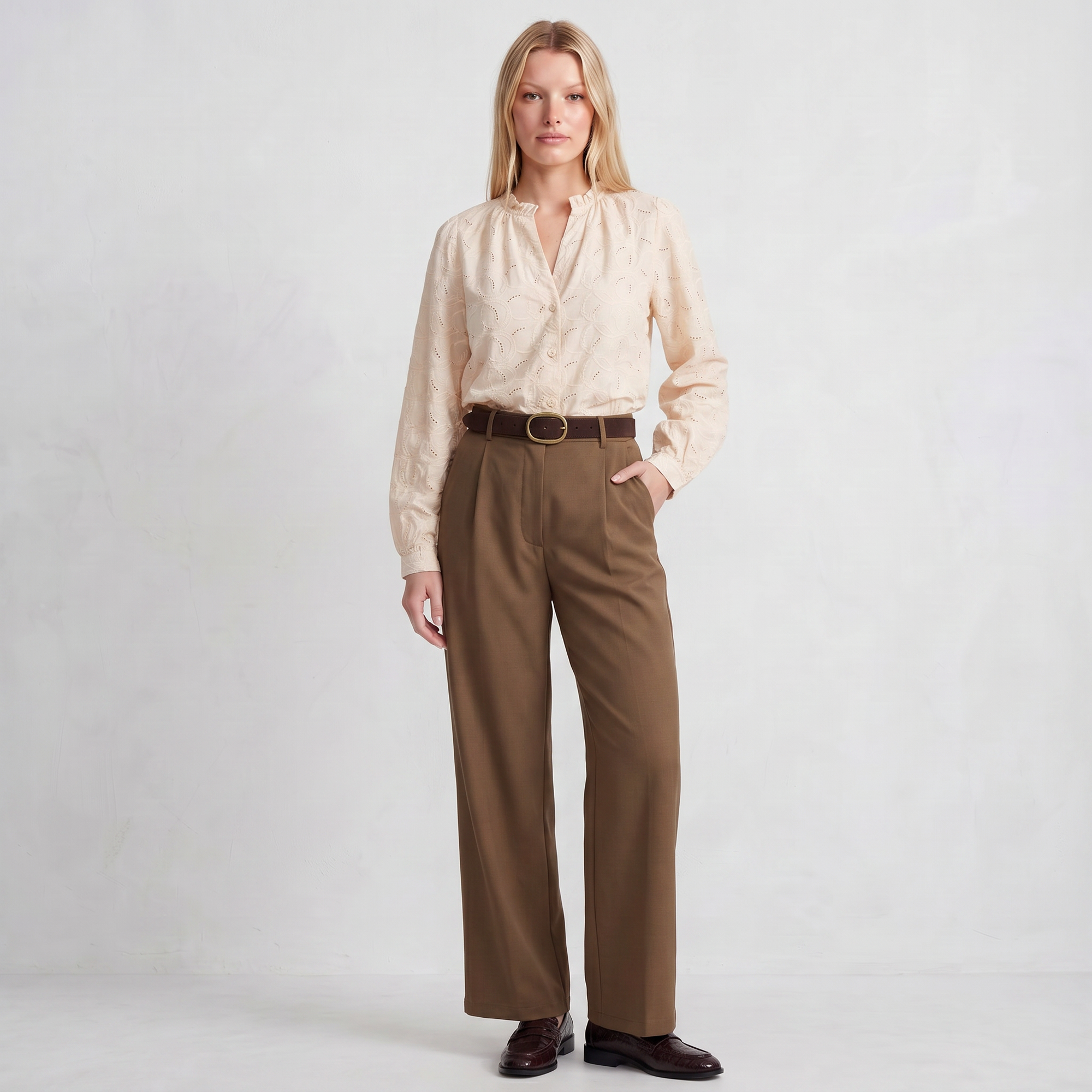 Blouse fluide manches longues Coupe droite et féminine