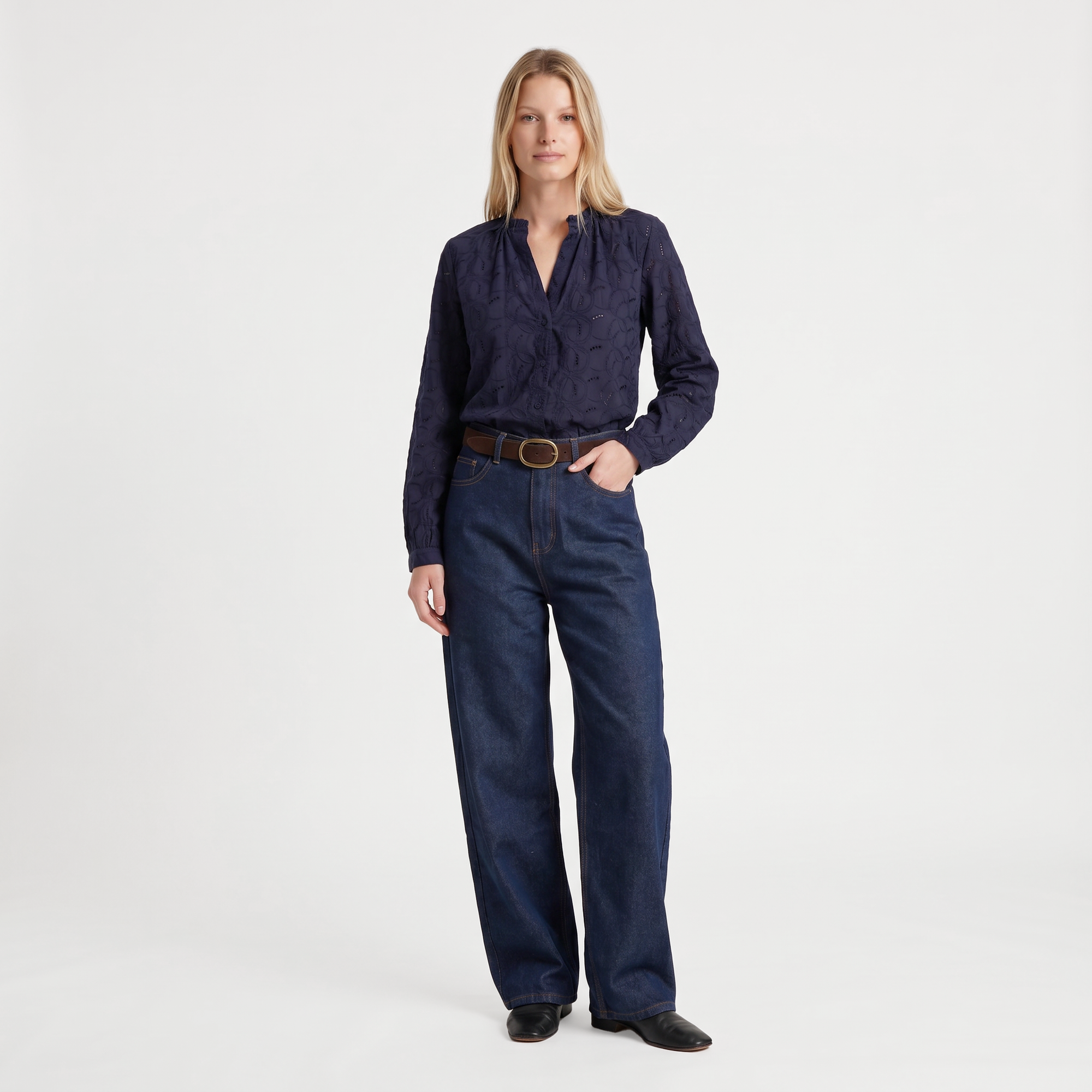 Blouse fluide manches longues Coupe droite et féminine
