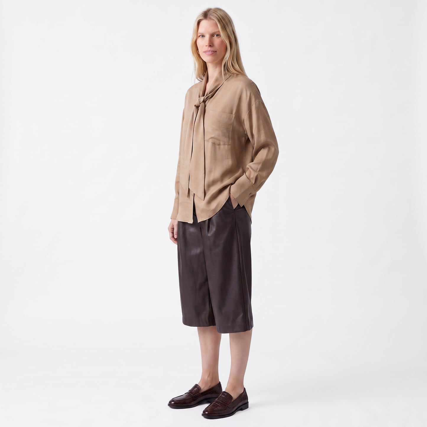 Blouse fluide Col lavallière à nouer Manches longues