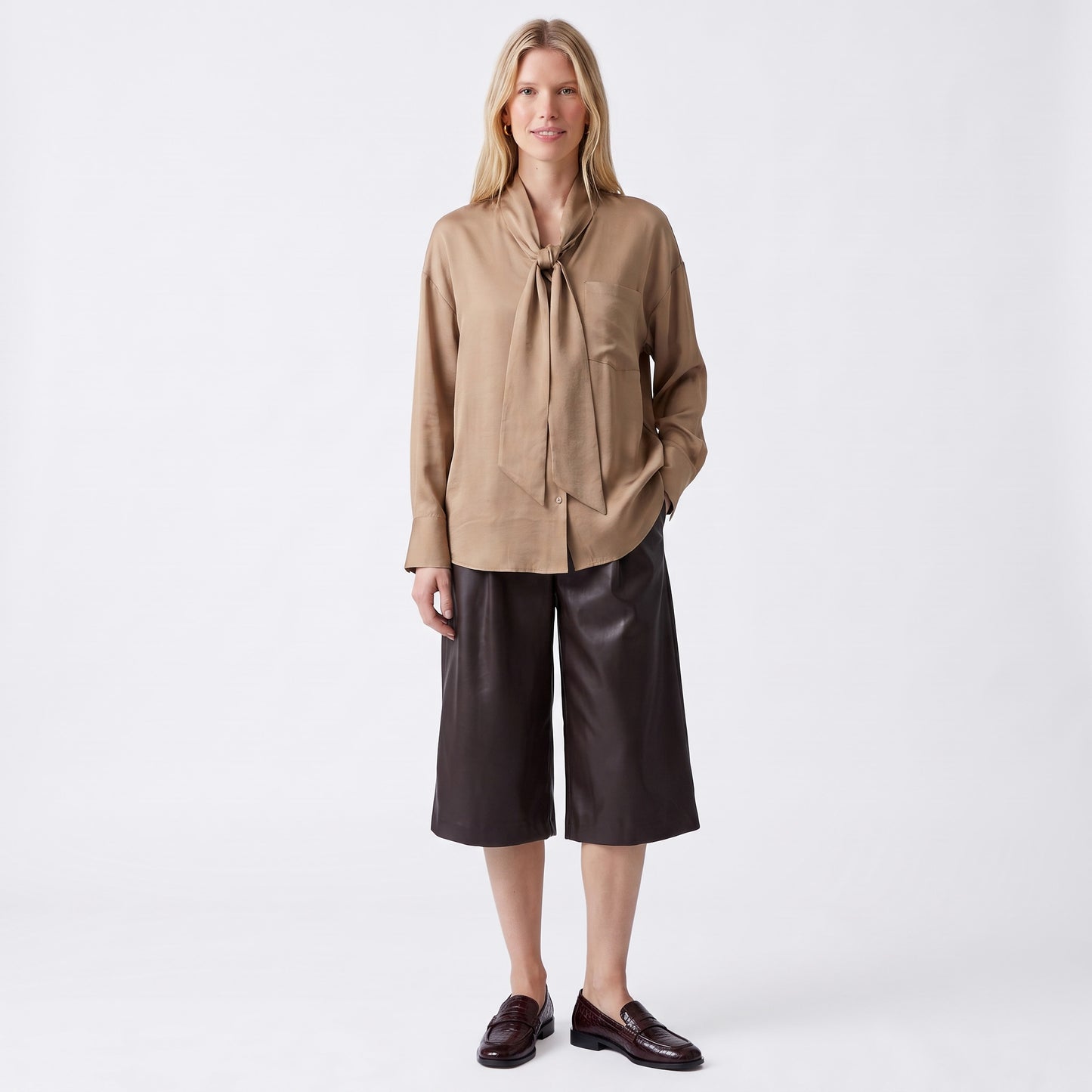Blouse fluide Col lavallière à nouer Manches longues