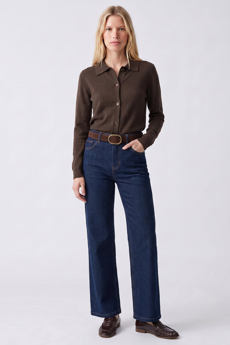 Jean large Taille haute Jambes larges Cinq poches