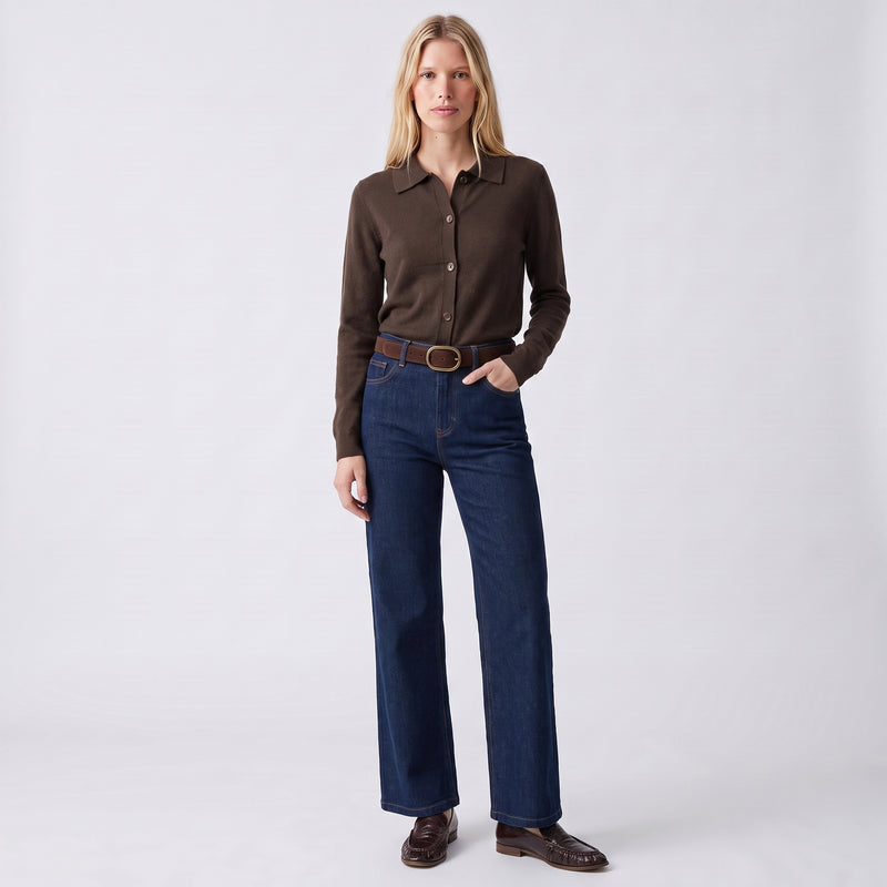 Jean large Taille haute Jambes larges Cinq poches