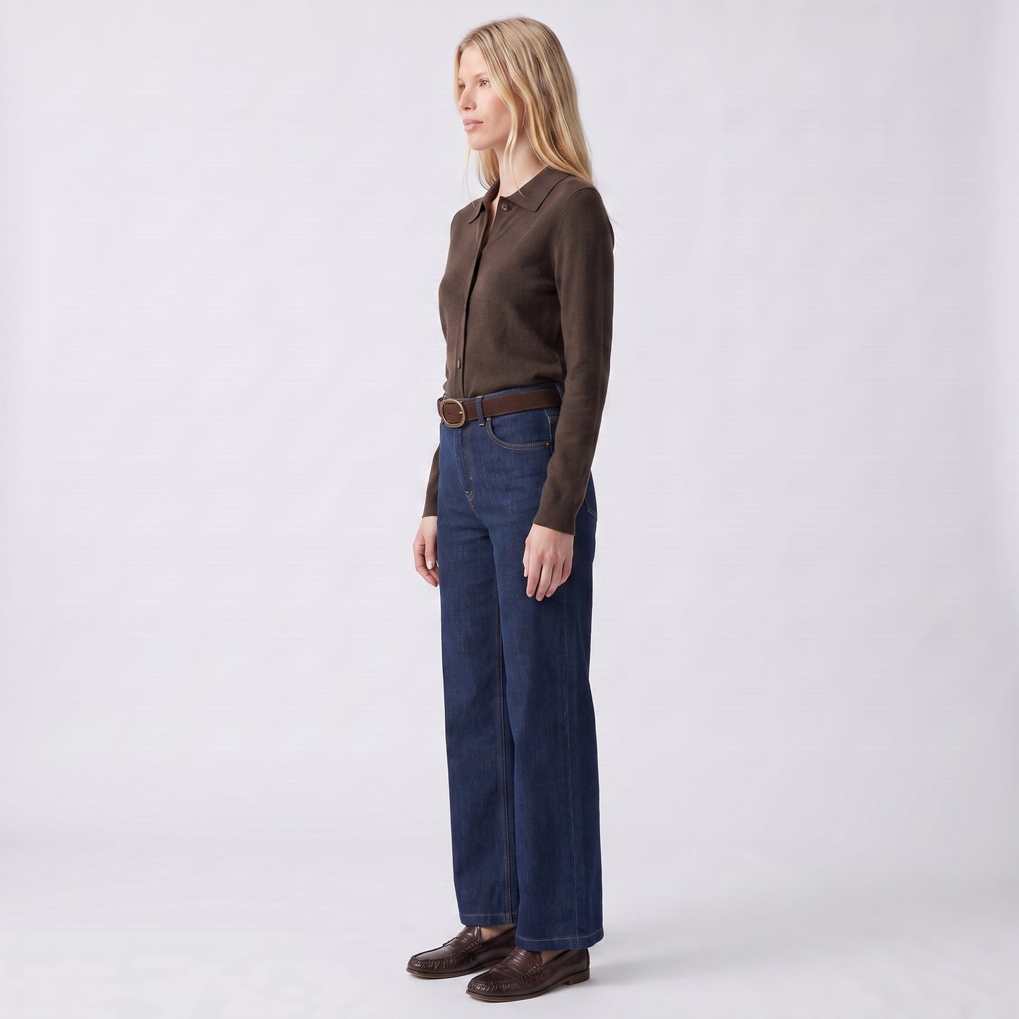Jean large Taille haute Jambes larges Cinq poches