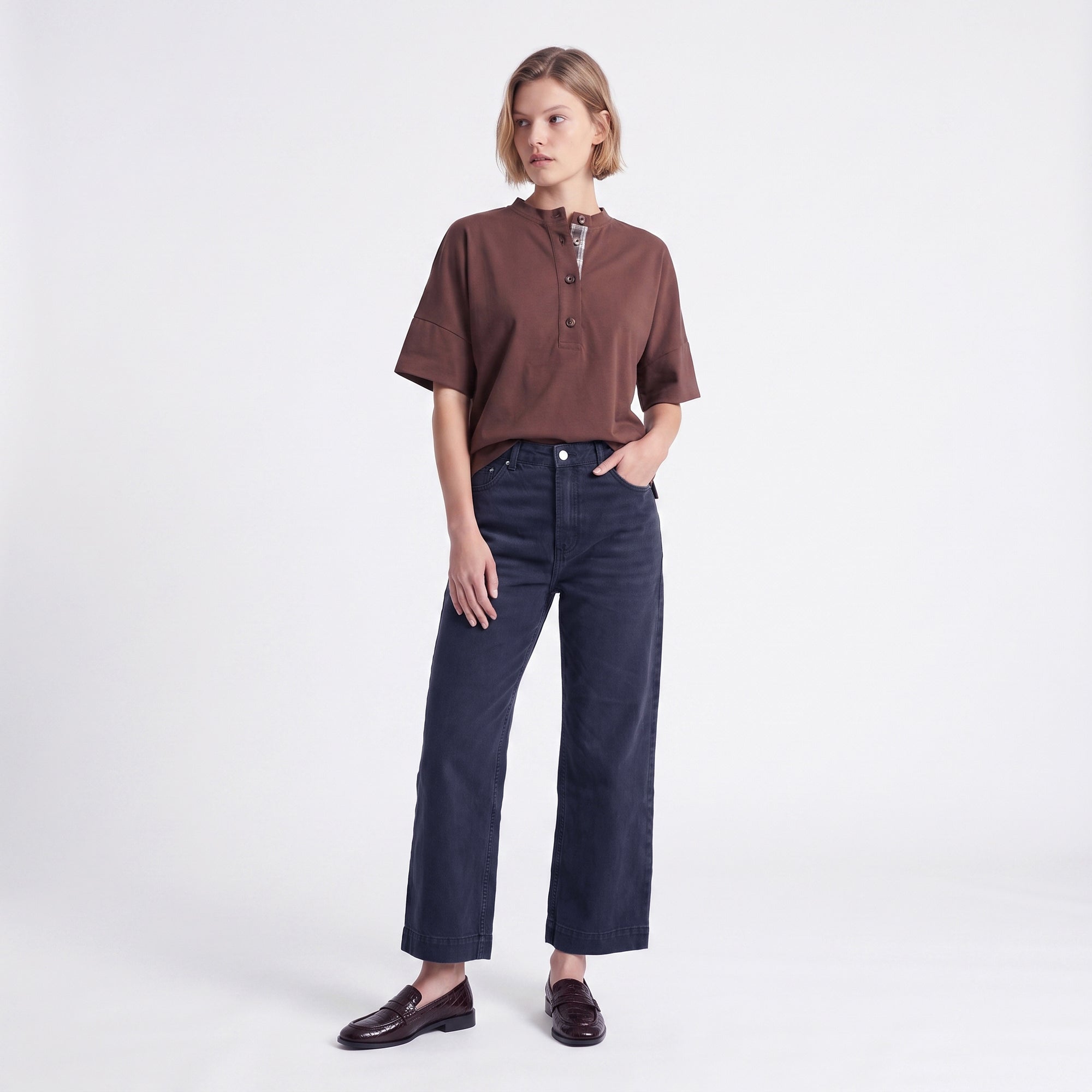 Jean cropped Taille haute Jambes larges