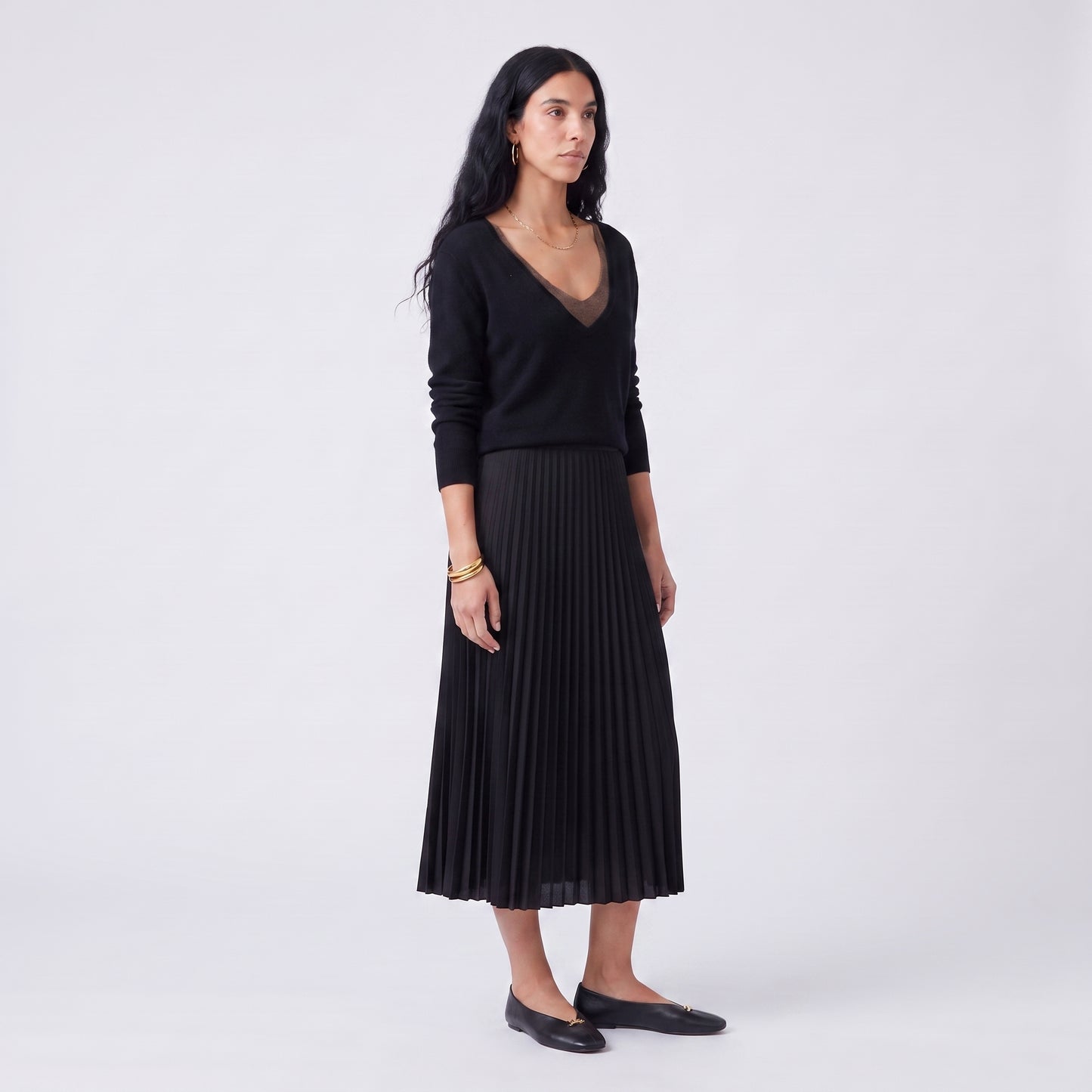 Jupe plissée midi Taille élastiquée confortable Coupe fluide et féminine