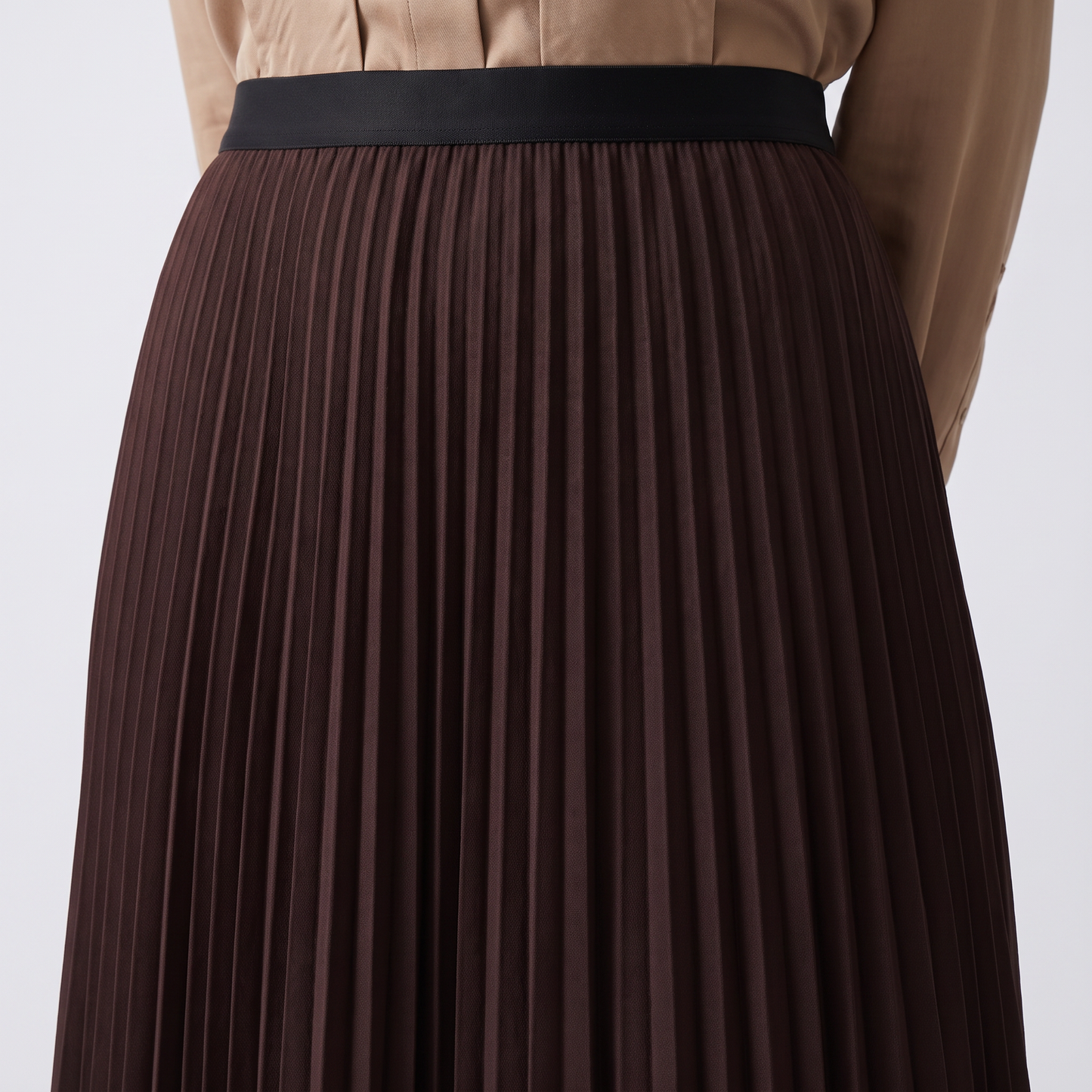 Jupe plissée midi Taille élastiquée confortable Coupe fluide et féminine