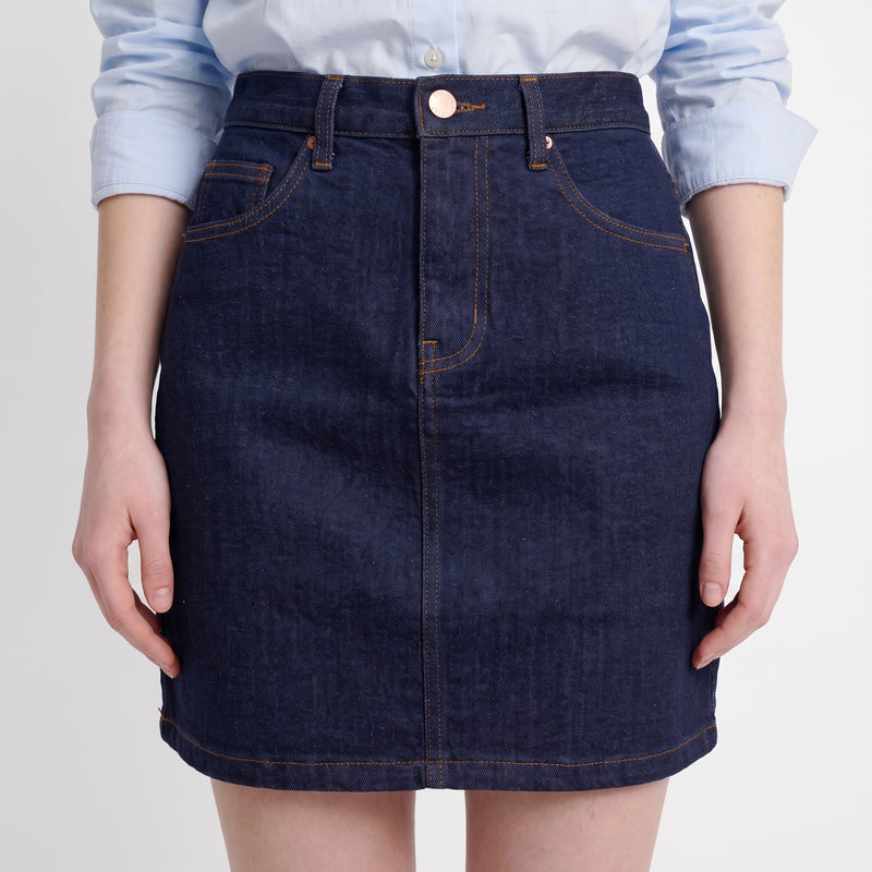 Jupe courte en denim Coupe droite Taille structurée