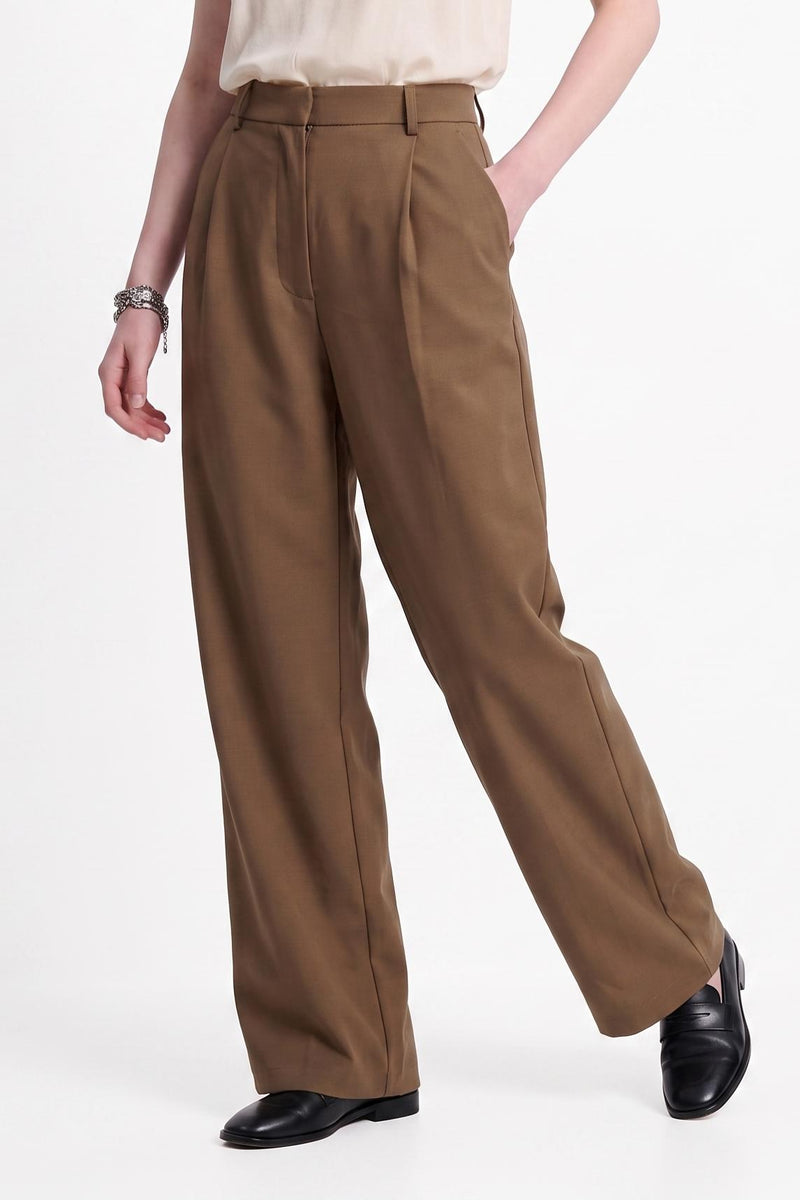 Pantalon large Taille haute Plis sur le devant