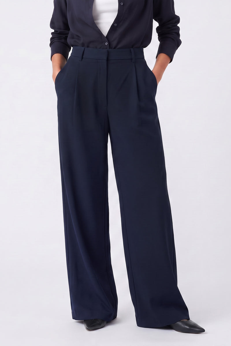 Pantalon large Taille haute Plis sur le devant