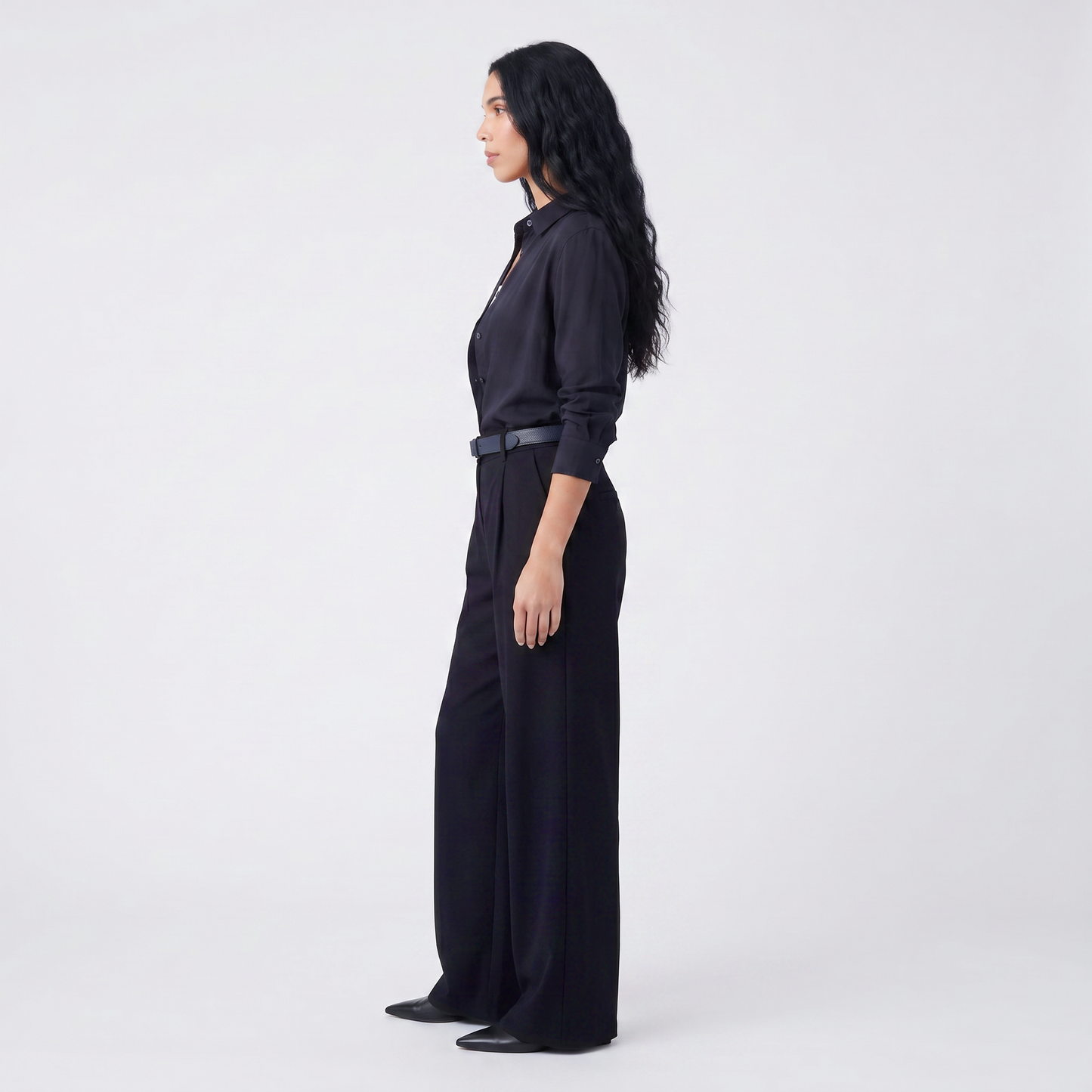 Pantalon large Taille haute Plis sur le devant