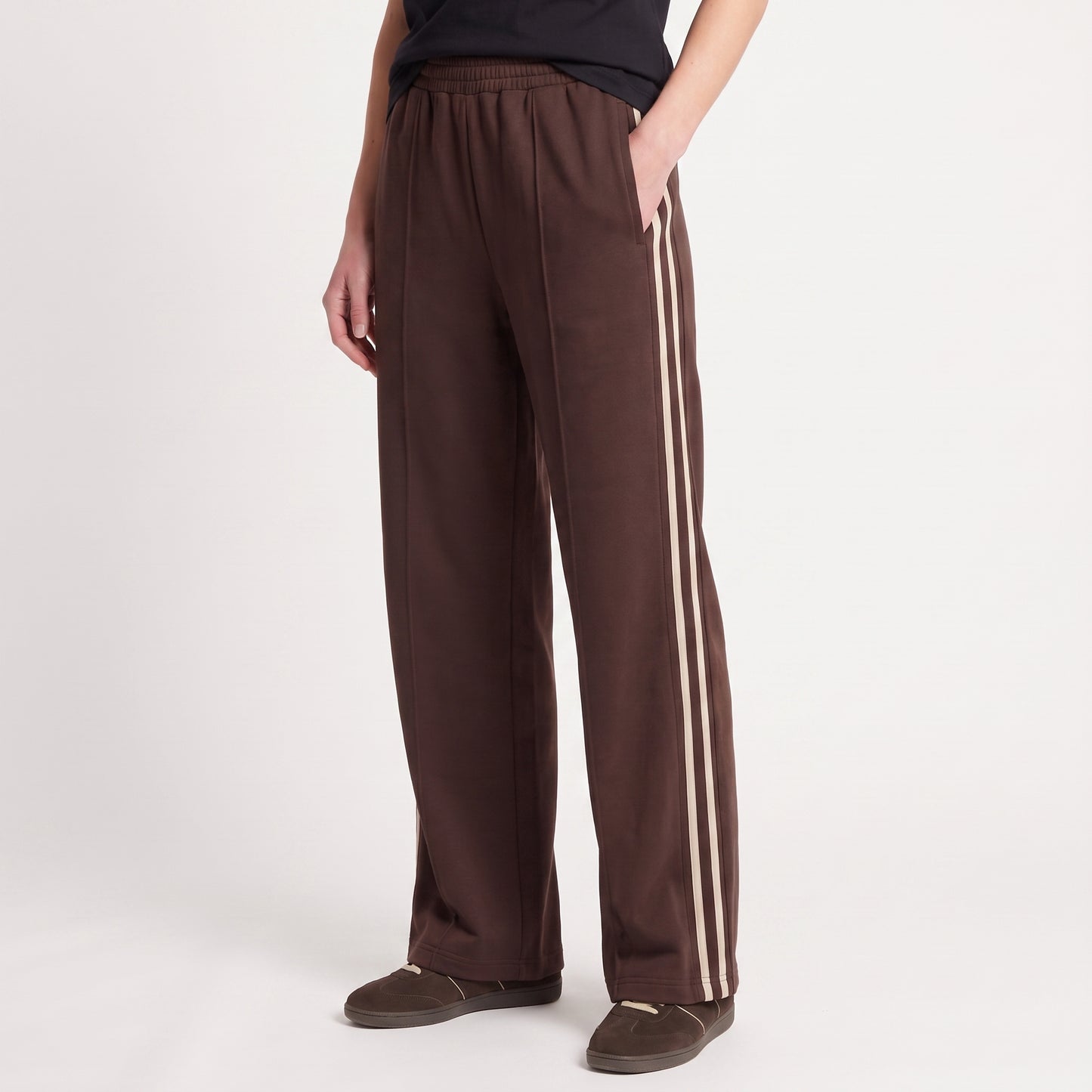 Pantalon large Taille élastiquée Bandes contrastées sur les côtés