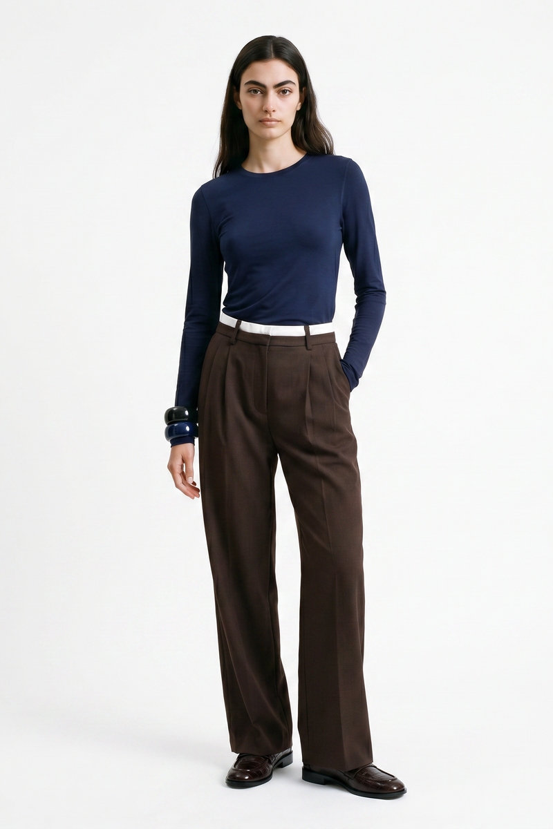 Pantalon tailleur Taille haute Coupe large