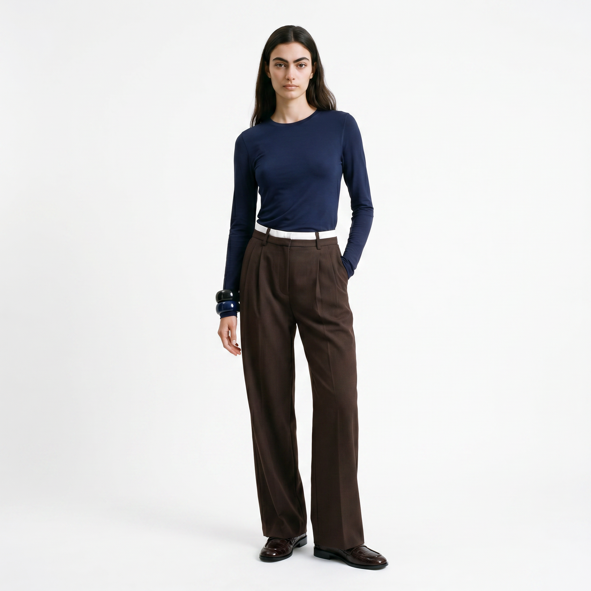 Pantalon tailleur Taille haute Coupe large