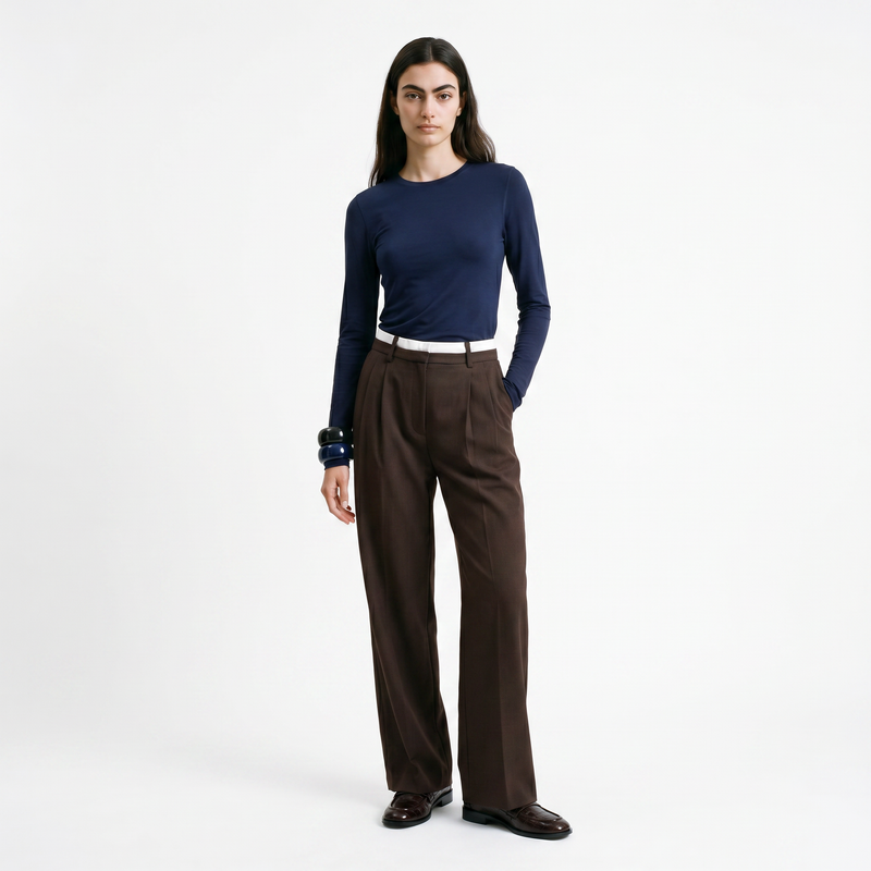 Pantalon tailleur Taille haute Coupe large