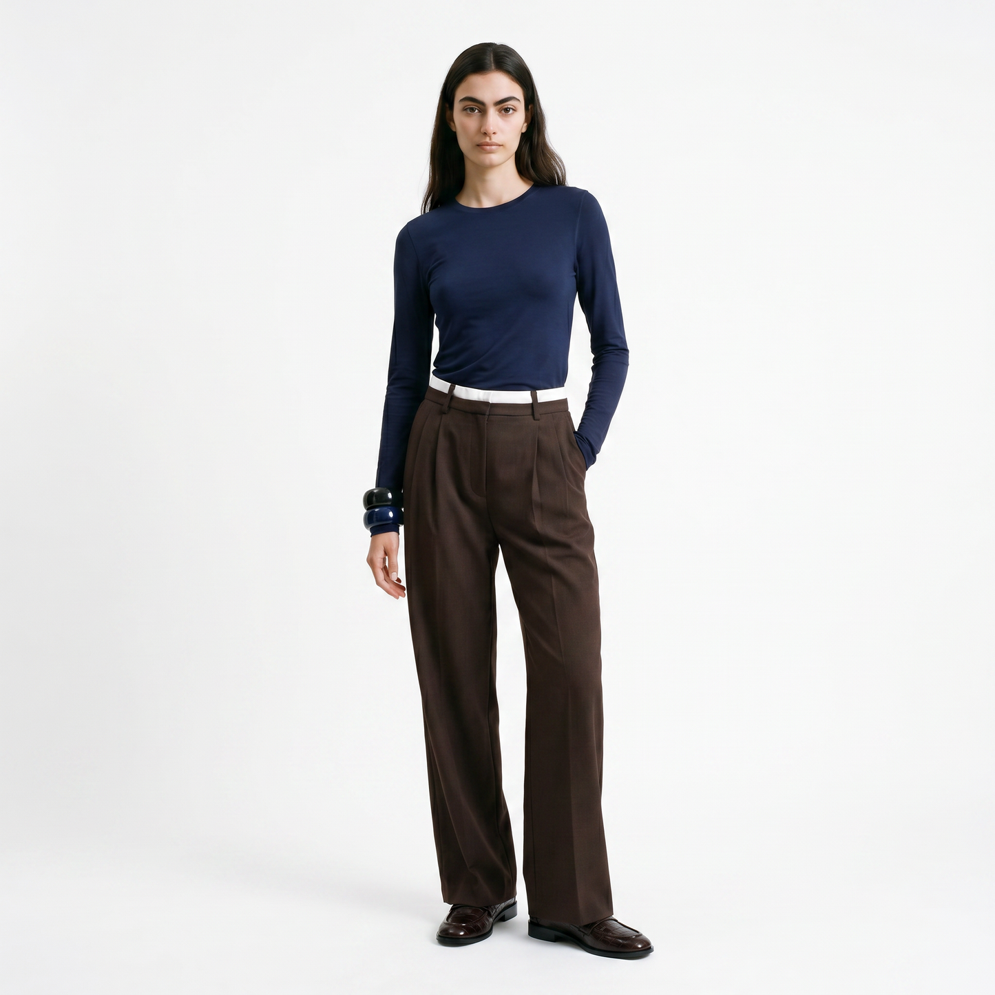 Pantalon tailleur Taille haute Coupe large