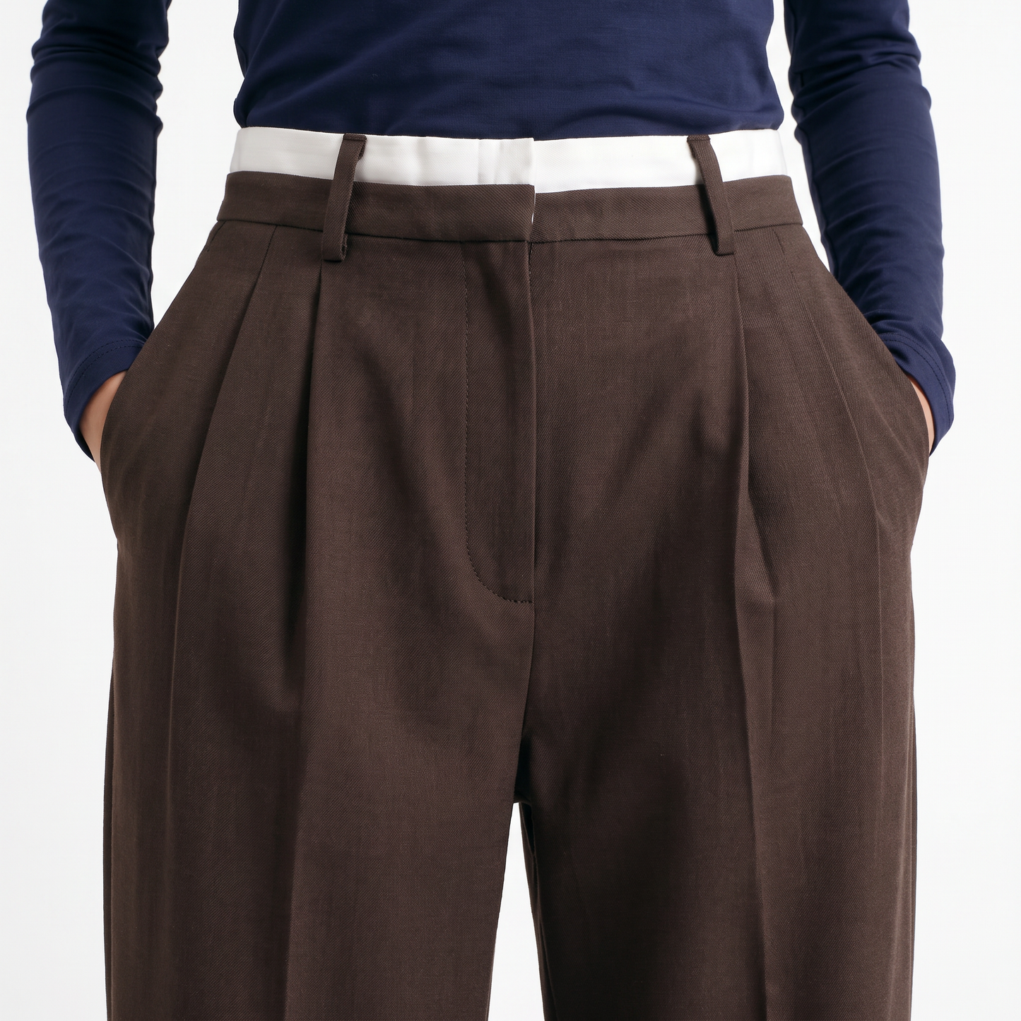 Pantalon tailleur Taille haute Coupe large