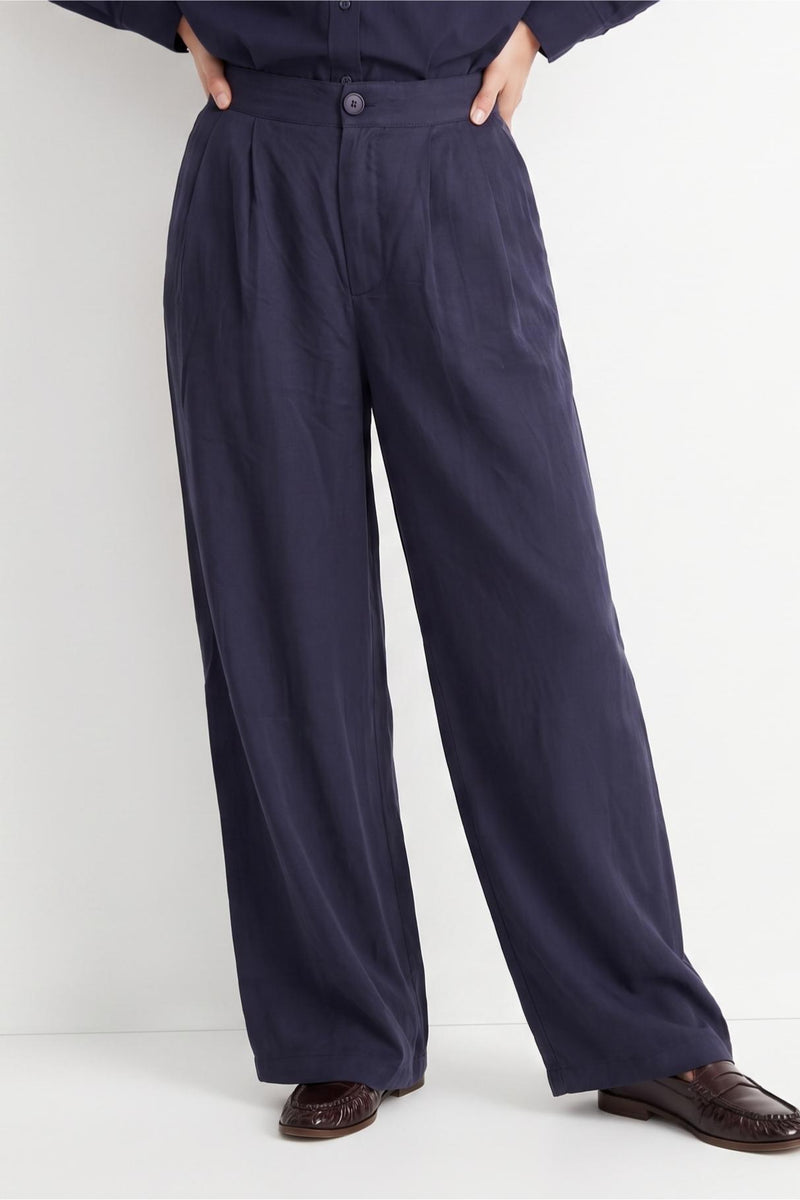 Pantalon large Taille haute Plis sur le devant