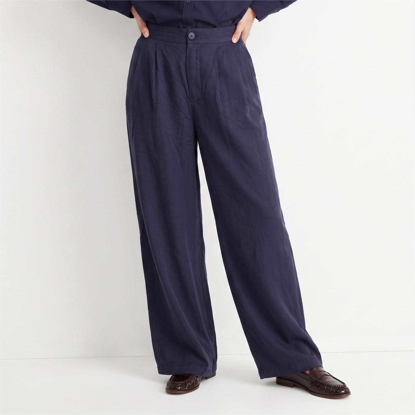 Pantalon large Taille haute Plis sur le devant