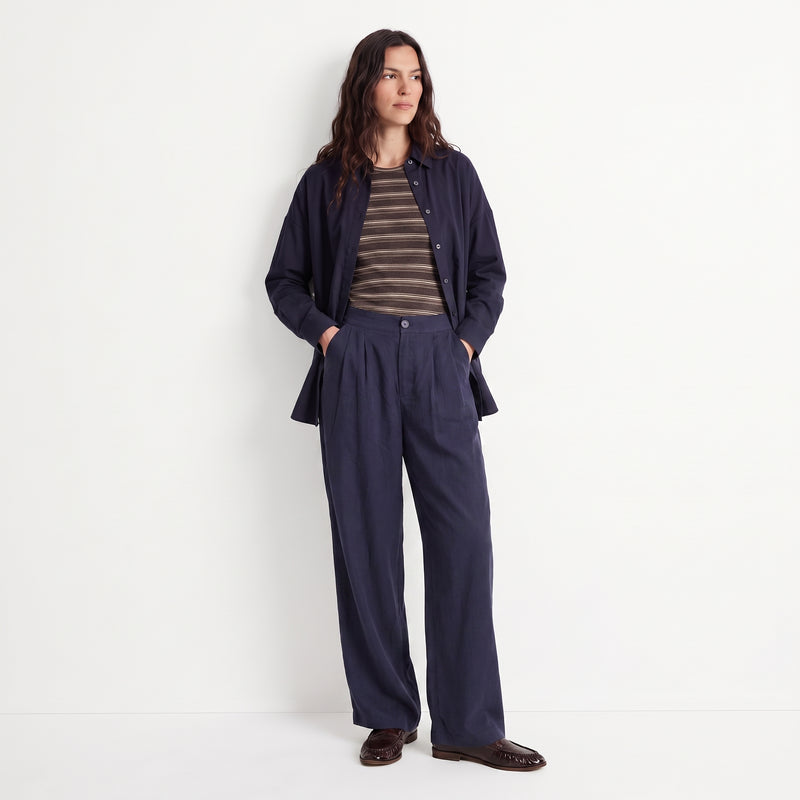 Pantalon large Taille haute Plis sur le devant