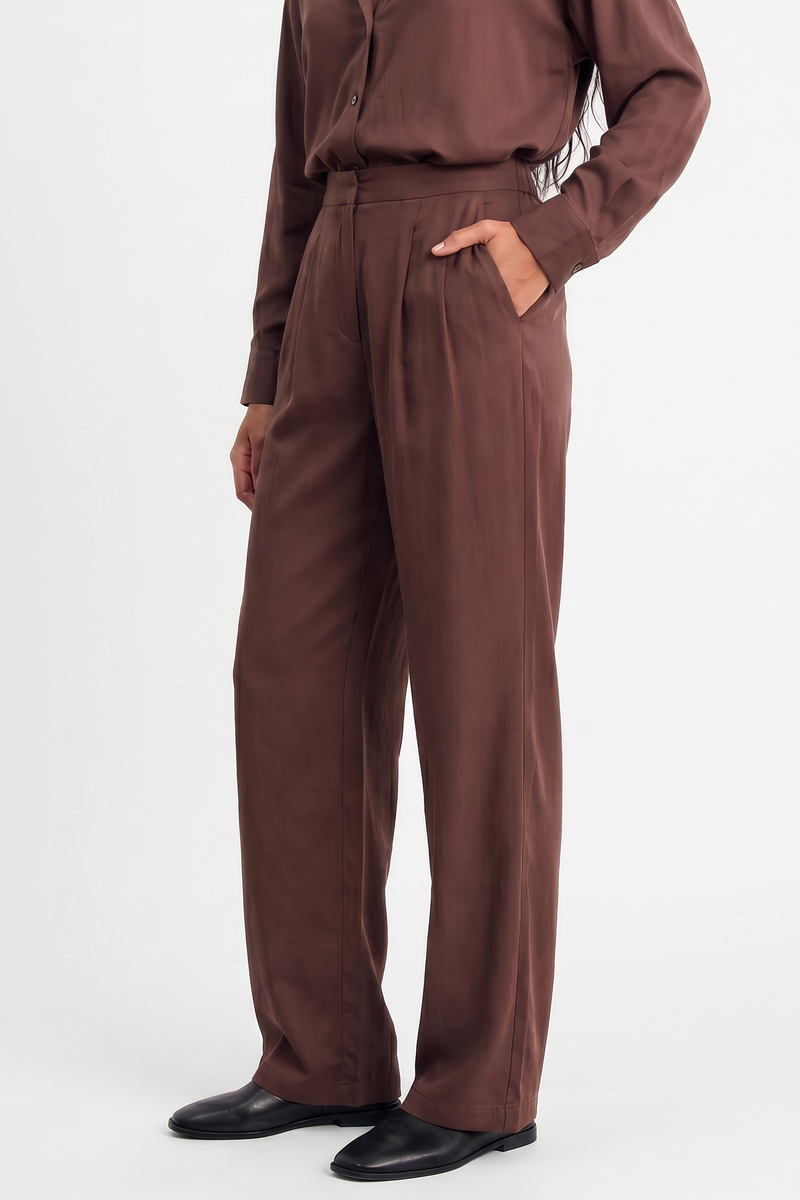 Pantalon large Taille haute Plis sur le devant