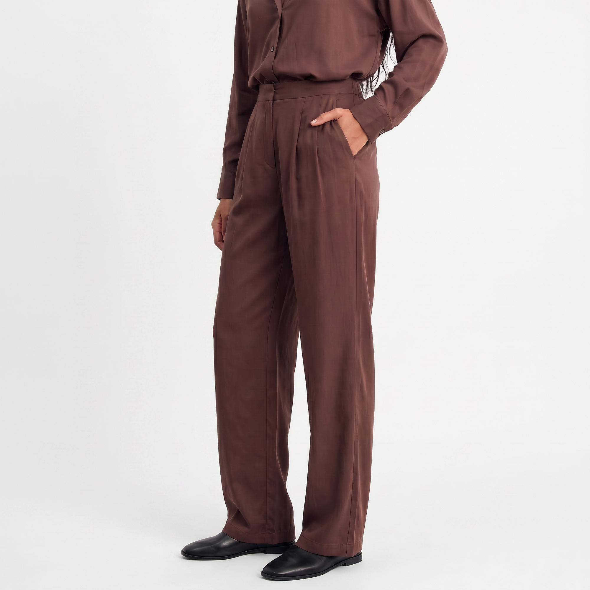 Pantalon large Taille haute Plis sur le devant