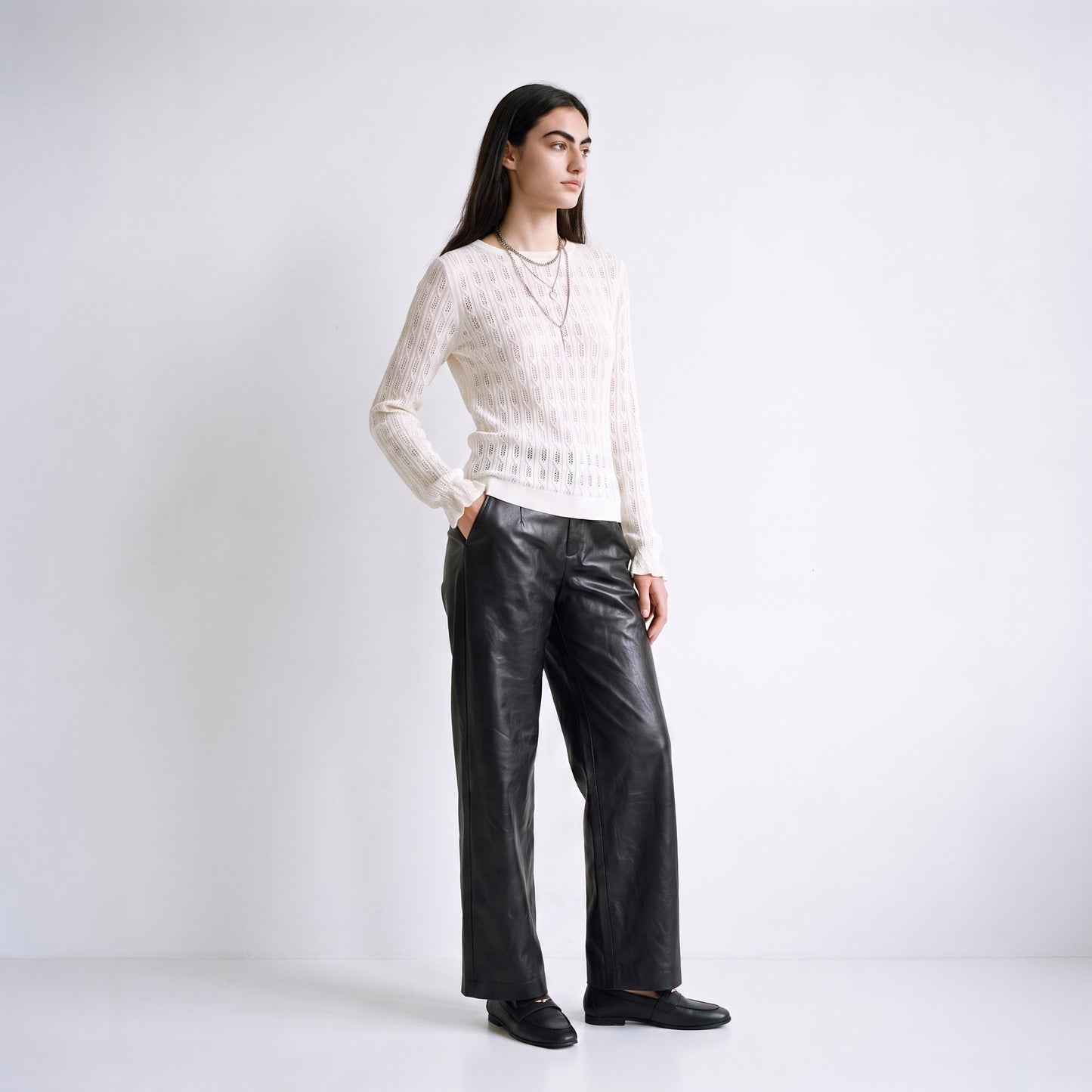 Pull en maille fantaisie Col rond Manches longues Maille douce et chaude