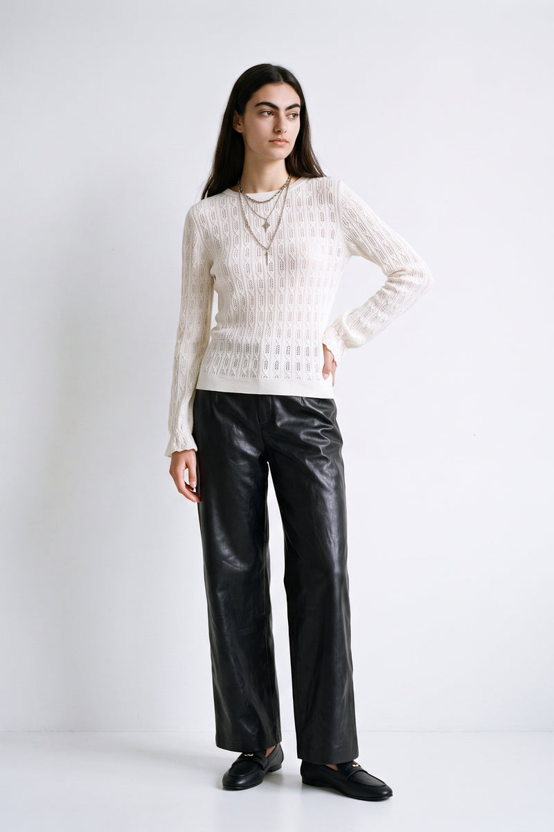 Pull en maille fantaisie Col rond Manches longues Maille douce et chaude