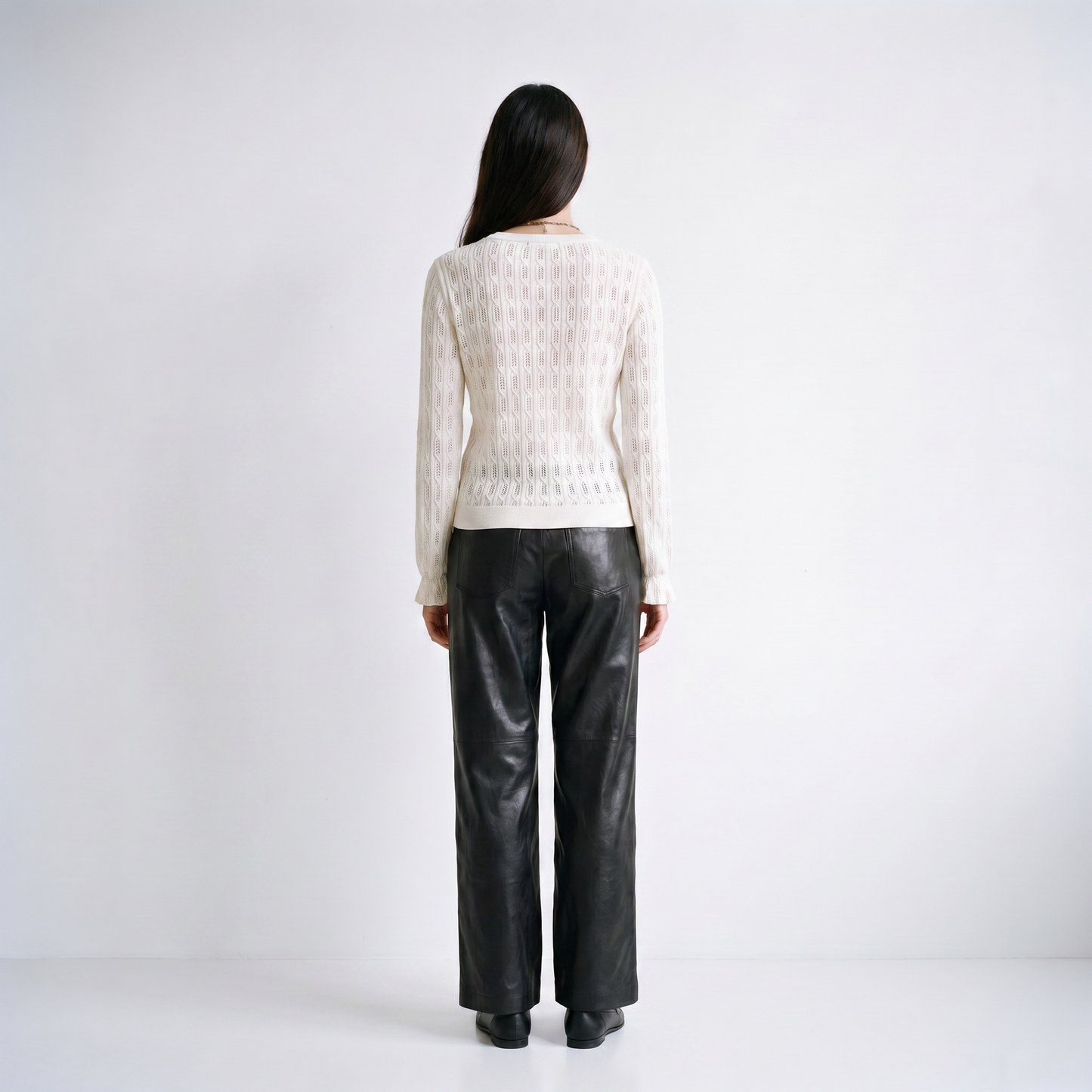 Pull en maille fantaisie Col rond Manches longues Maille douce et chaude