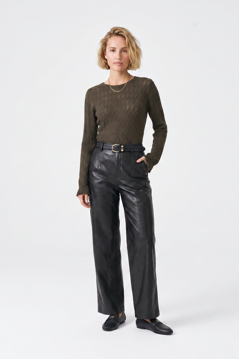 Pull en maille fantaisie Col rond Manches longues Maille douce et chaude