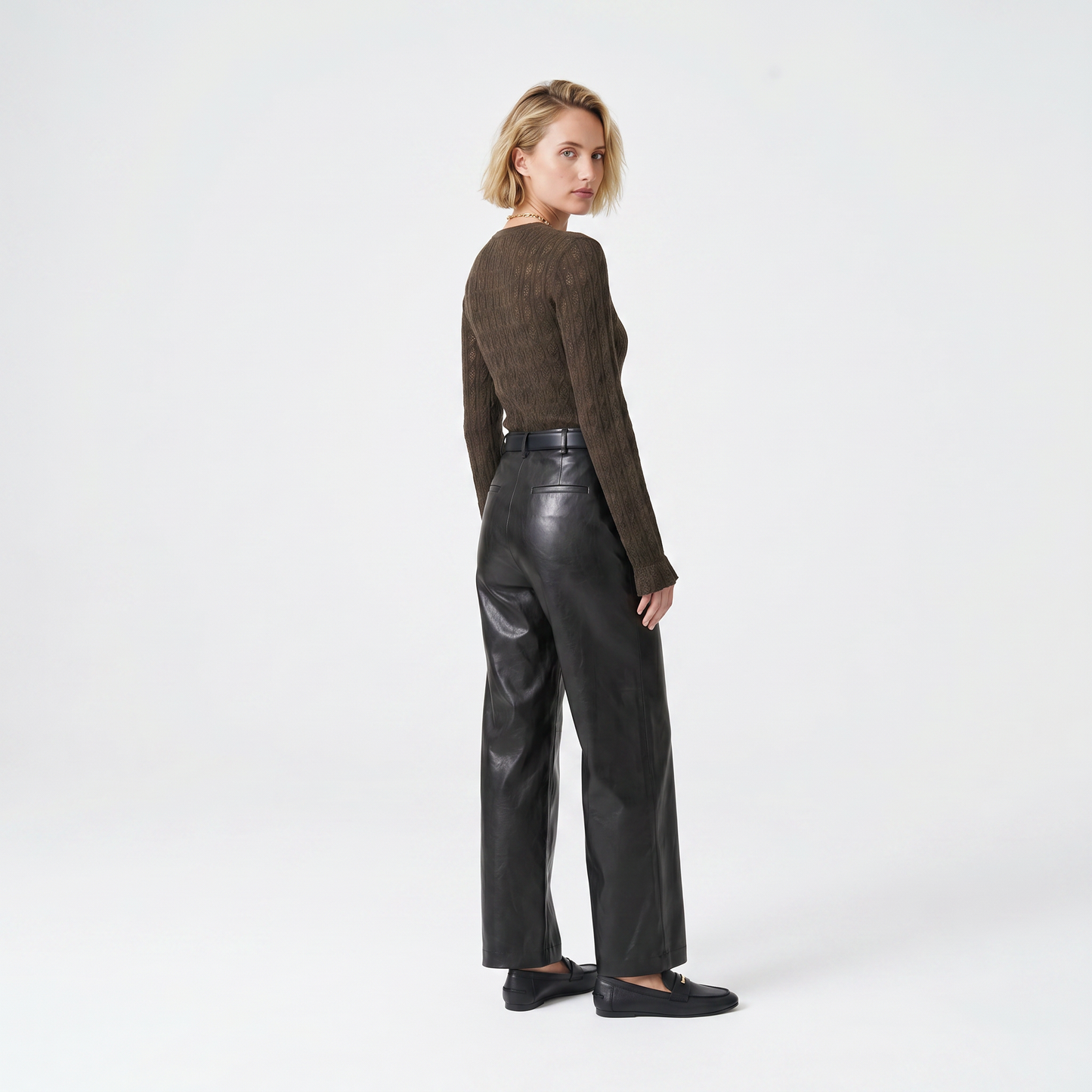 Pull en maille fantaisie Col rond Manches longues Maille douce et chaude