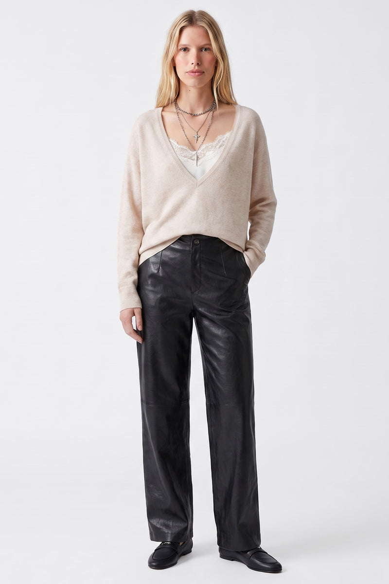Pull en maille col v, Col polo ouvert Manches longues Coupe légèrement ample