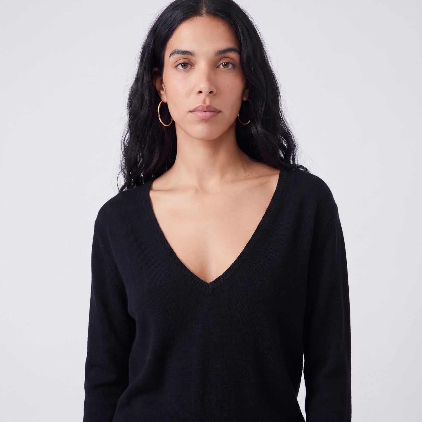 Pull en maille col v, Col polo ouvert Manches longues Coupe légèrement ample