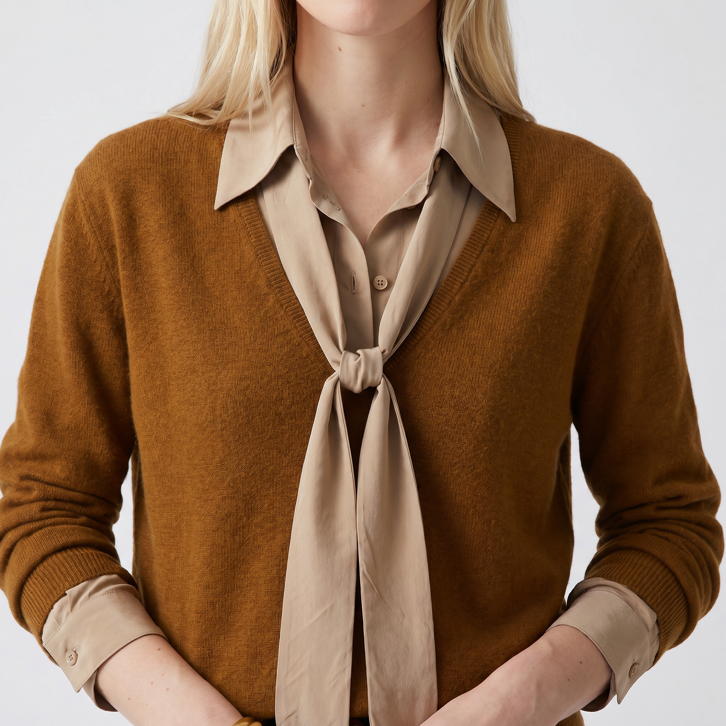 Pull en maille col v, Col polo ouvert Manches longues Coupe légèrement ample