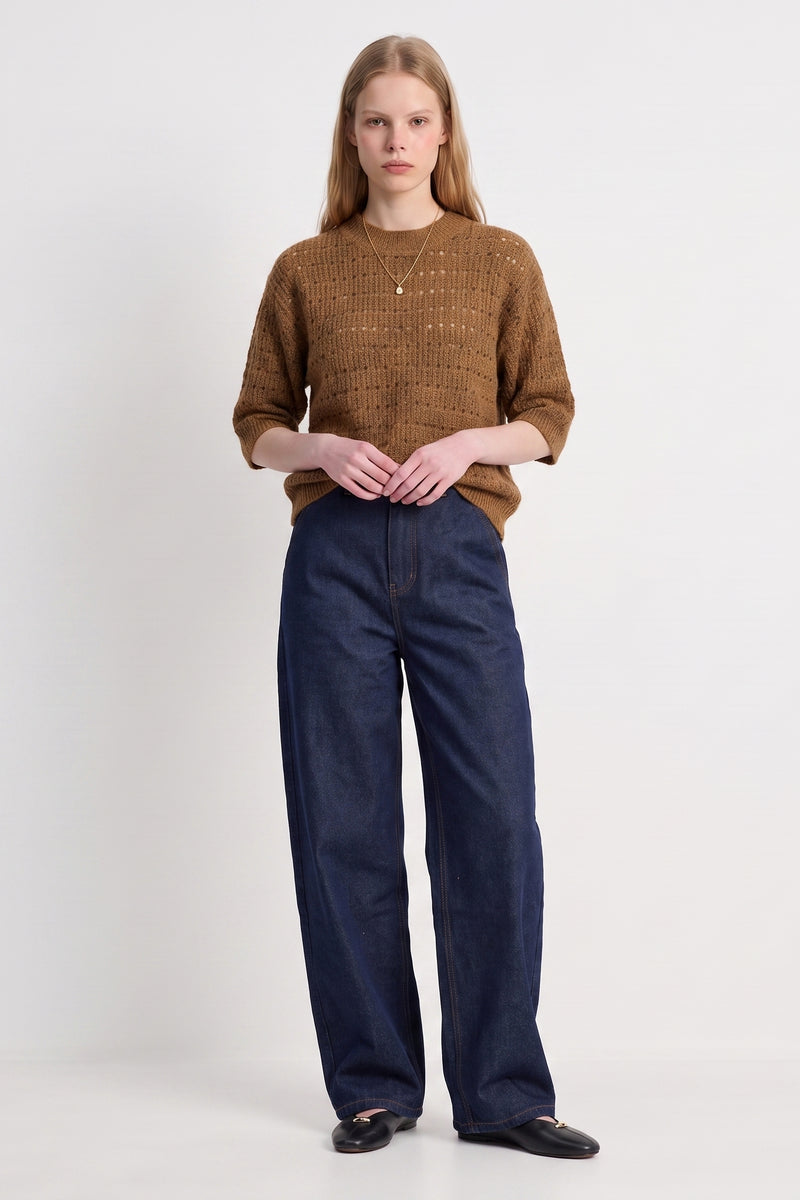 Pull en maille ajourée Col rond